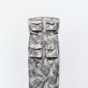 Gray Strapless Cargo Dress